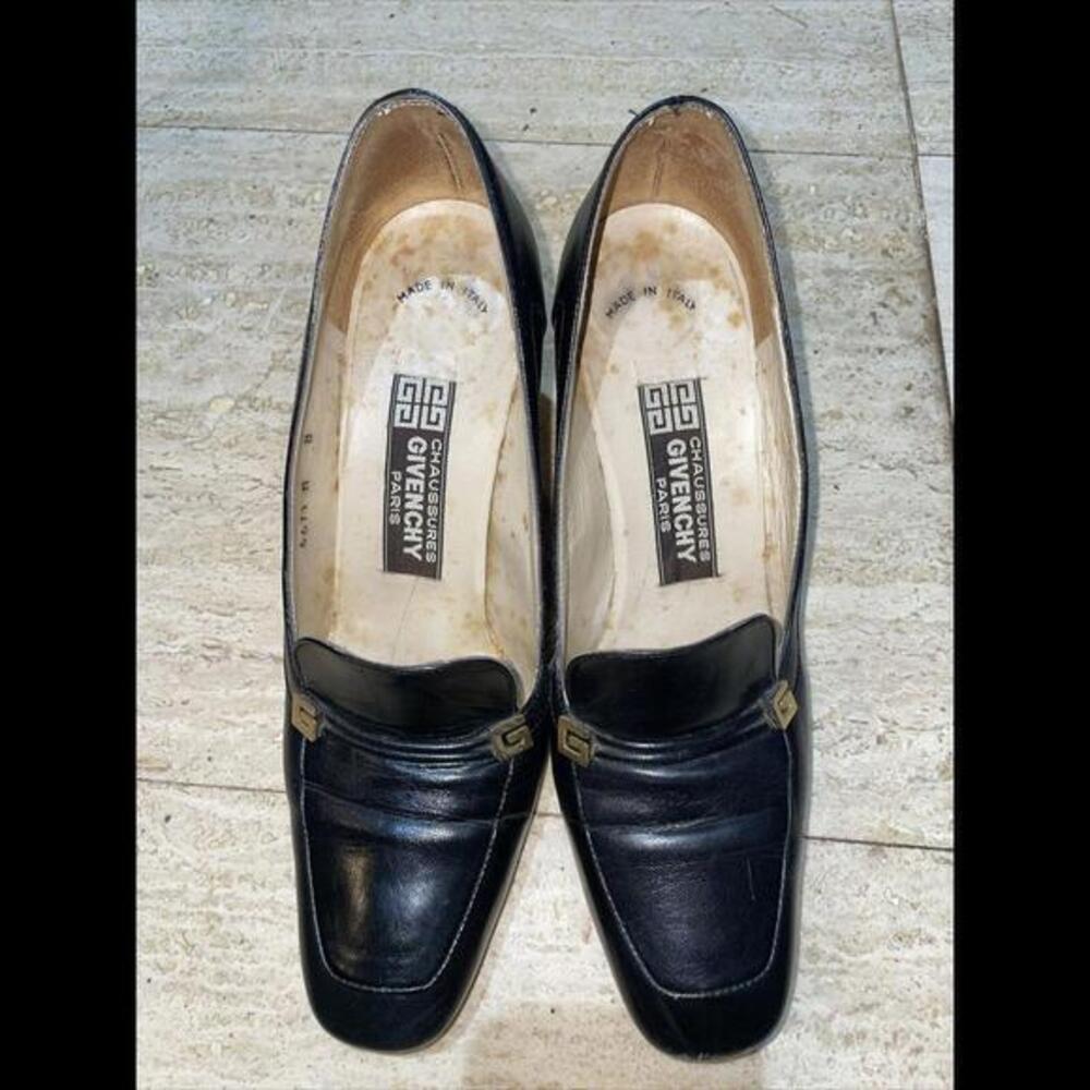 Chaussures GIVENCHY Paris Black Shoes Gold Gs LOGO Pumps 8 M‎